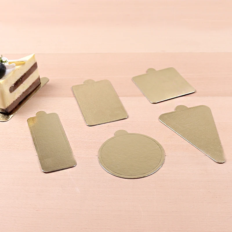 Food Tray Mini Cardboard Cake Tray Paper Mini Cake Boards Golden Food Dessert Packaging Food & Beverage Packaging Craft Paper