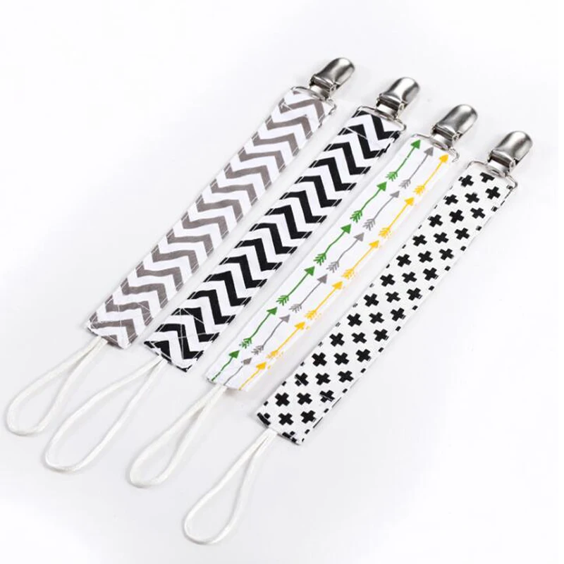 Hot selling  4pcs/set baby pacifier holder newborn cotton pacifier chain,baby pacifier chain clip holder