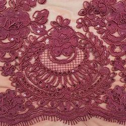 China Fabric supplier 100%polyester george embroidered 3D heavy beaded lace tulle fabric
