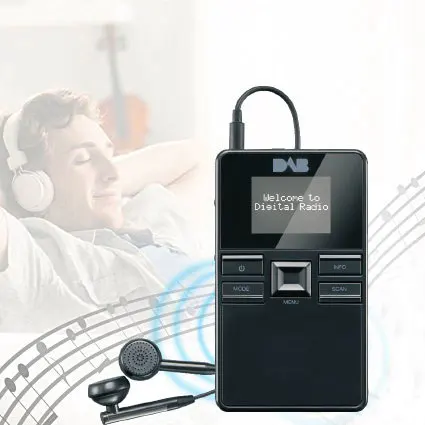 Mini Pocket Radio DSP Digital DAB FM Receiver Walkman Radio Personal USB Rechargeable, Earphone Included for Walking Jogging