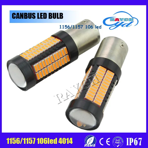 Автомобиль светодиодная Лампа 106SMD 4014 Белый CANBUS 1156 1157 Ошибка Бесплатный Тормозной Включите Свет