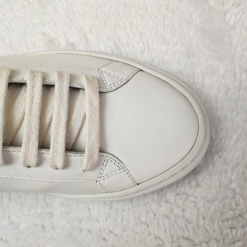 MOQ 1 PCS Women Lace Ups Plain White sport Shoes Soft high quality genuine leather Casual Sneakers