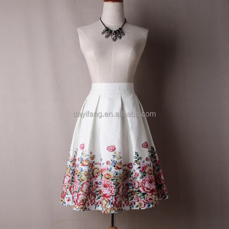Summer Skirts Women High Waist Floral midi Skirt Ball Gown Vintage Fashion Skirts