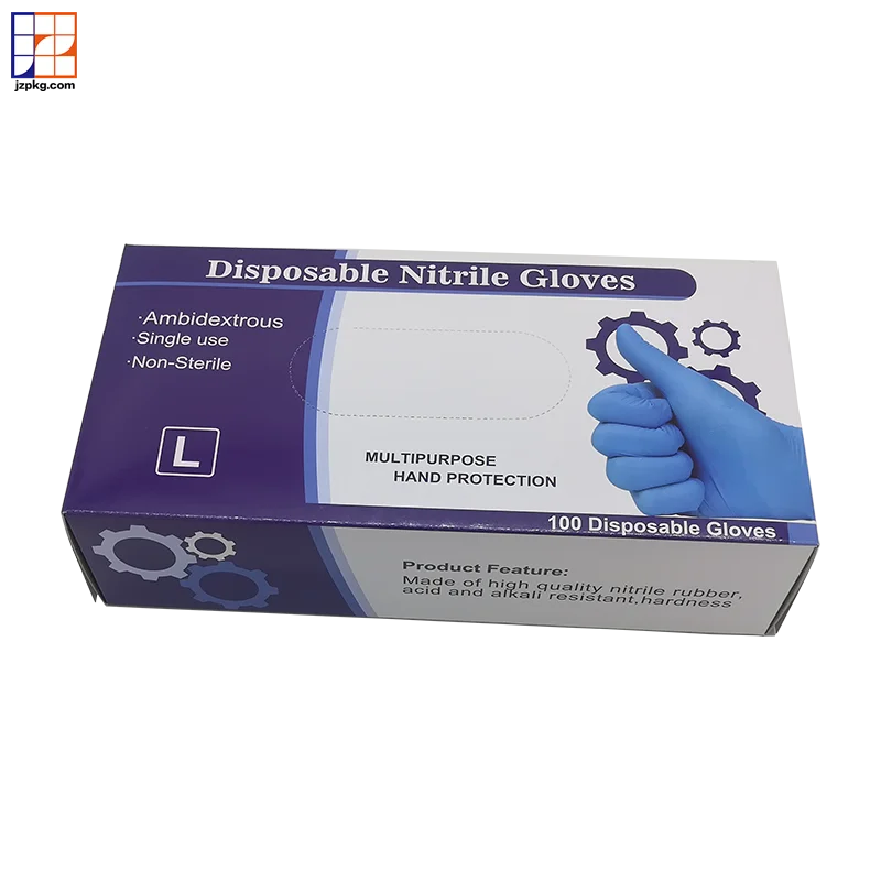 Packaging boxes for disposable gloves with diecut hole on top