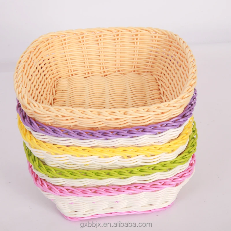 Оптовая продажа цветная корзина для хлеба из ротанга горячая Распродажа тканая вручную водонепроницаемая хранения фруктов квадратная миска