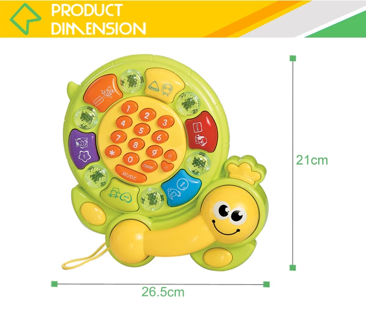 Early learning touch lovely lighted tortoise mini baby phone toy with music