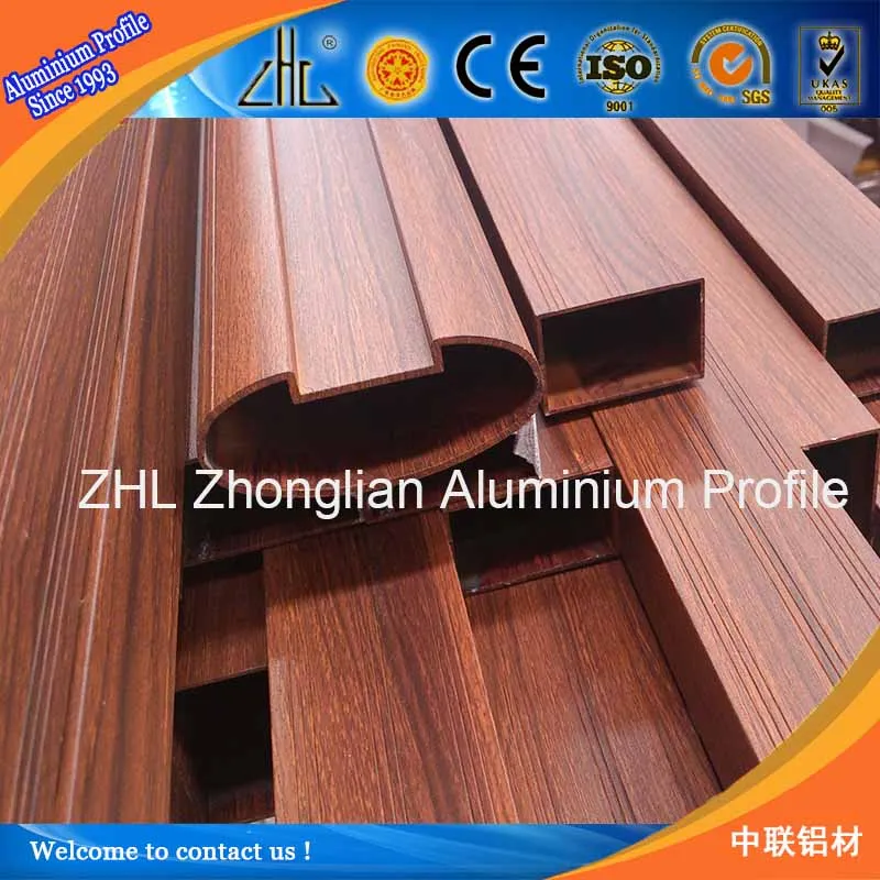 quality wood grain aluminum square tube, aluminum tube profile, aluminum profiles for balustrade