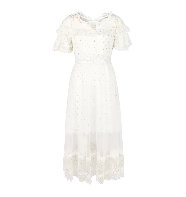 Vestidos De Fiesta Apparel Ropa Mujer Maxi Short Sleeve Lace Bodycon Dress Women Clothing Evening Dresses