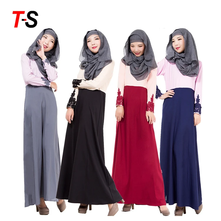 Цвет соответствия рукавом Кружева мусульманское платье