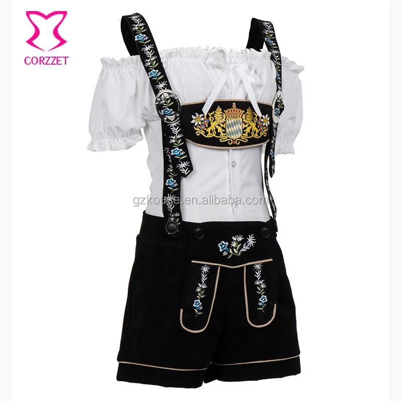 Corzzet Halloween For Women Sexy Lederhosen Costume Oktoberfest Beer Girl Uniform