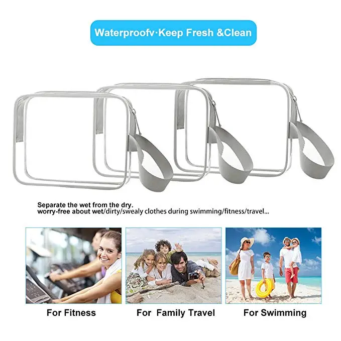 
Heli Custom Clear Zipper PVC Plastic Cosmetic Bag With Handle 