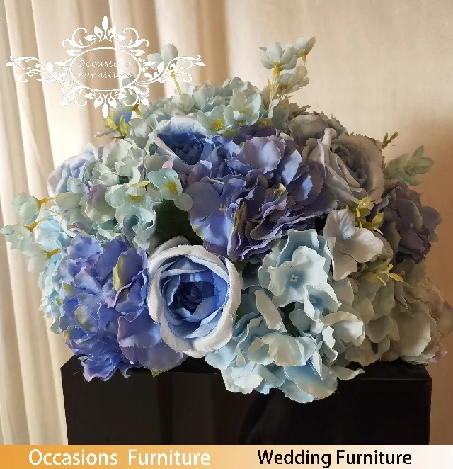 Nice Blue Color Artificial Plastic Flower Ball Hand Made Good Quality for 5 Start Hotel Wedding