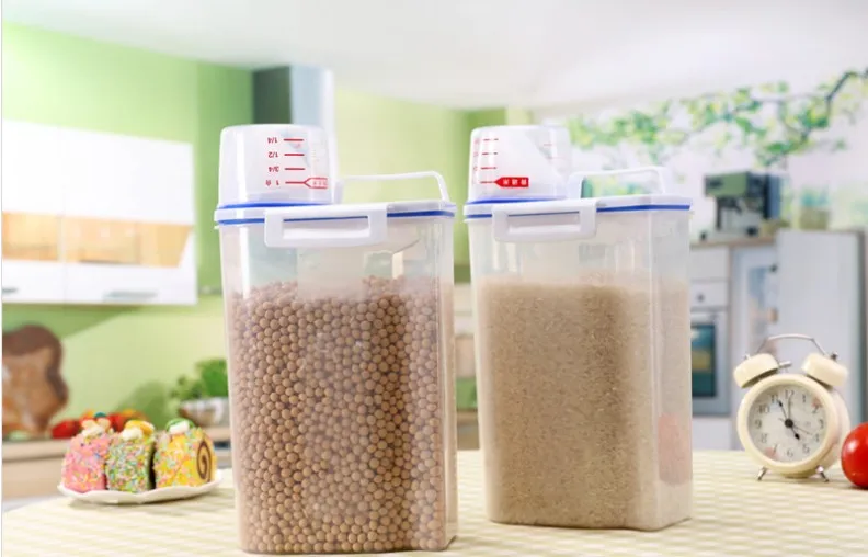 Plastic Airtight Food Storage box Laundry liquid washing powder household plastic bucket with spoon lid storage Containers