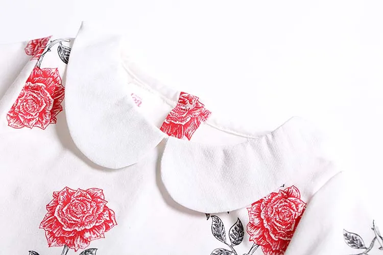  Оптовая продажа летнее платье для девочек из 100% хлопка с цветочным принтом бантом на шее и короткими рукавами оборками