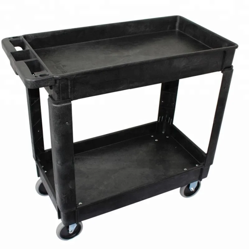 2 shelf storage service cart plastic utility cart