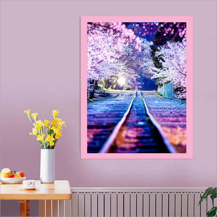 Megayouput 3d art painting set pictures of cherry blossoms images paint by numbers full drill