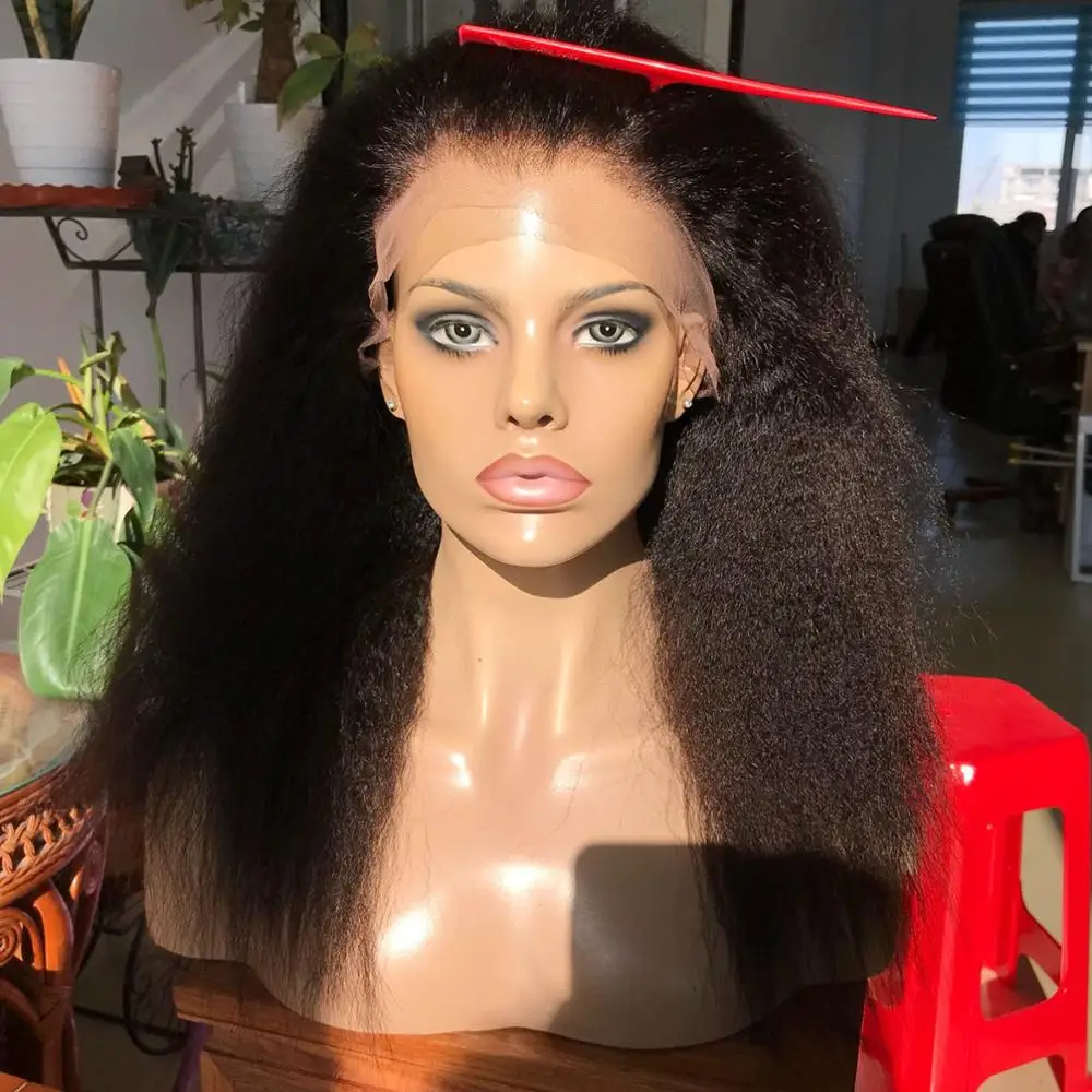 
Оптовая продажа, итальянский парик Yaki на полной сетке, натуральные малазийские кудрявые прямые бразильские волосы, швейцарские волосы Remy, Длинные 130% 