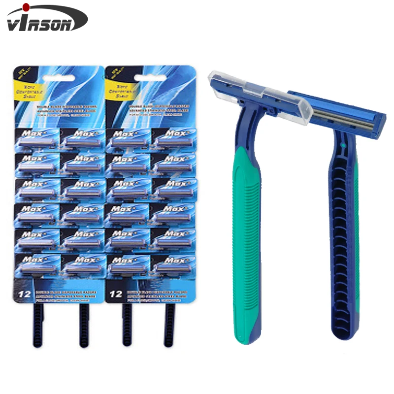 
Twin Blade Rubber Grip Razors Rubber Disposable Razor with Lubricating Strips for Men and Women 