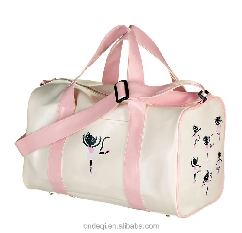 Girls Large Cream PVC Ballet Dance Hand Shoulder Travel Bag