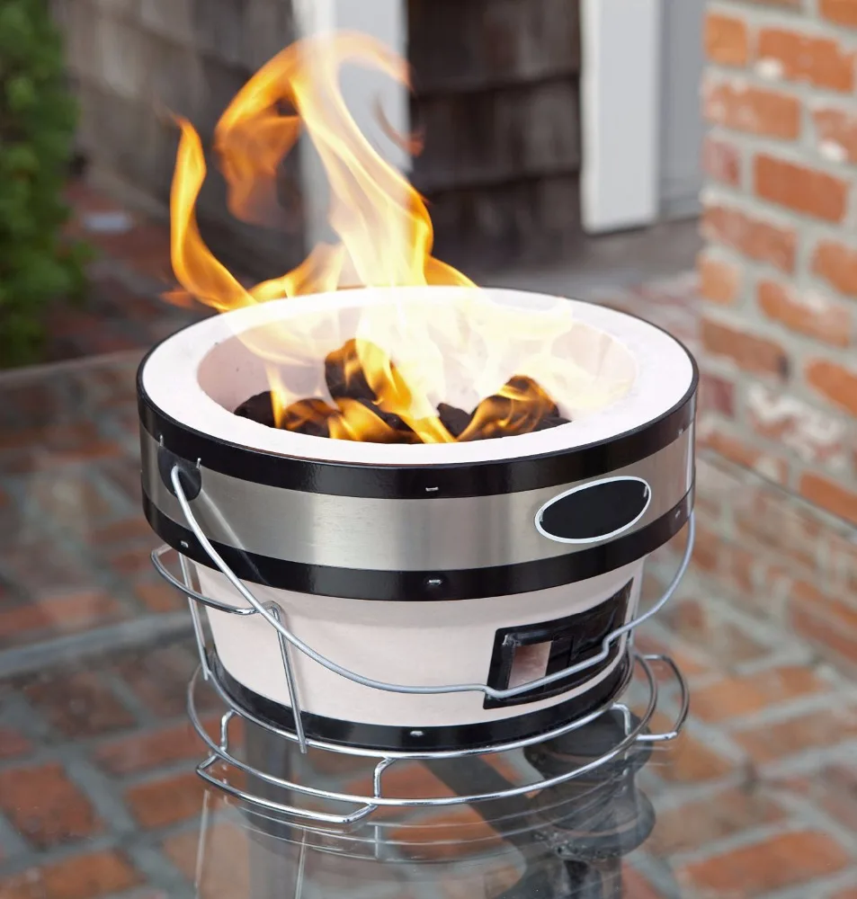 Round Tabletop Carbon Grill Portable Barbecue Charcoal Stove Japanese Hibachi Yakitori BBQ Grill