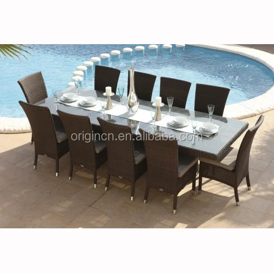 10 seater outdoor pool banquet large dining chair furniture and rattan long narrow table