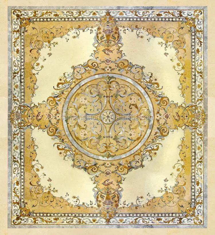 Beautiful carpet gold marble medallion pattern design