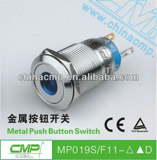 19mm нержавеющая сталь антивандальный красный светодиодной подсветкой фиксации 24 вольт переключатель кнопки