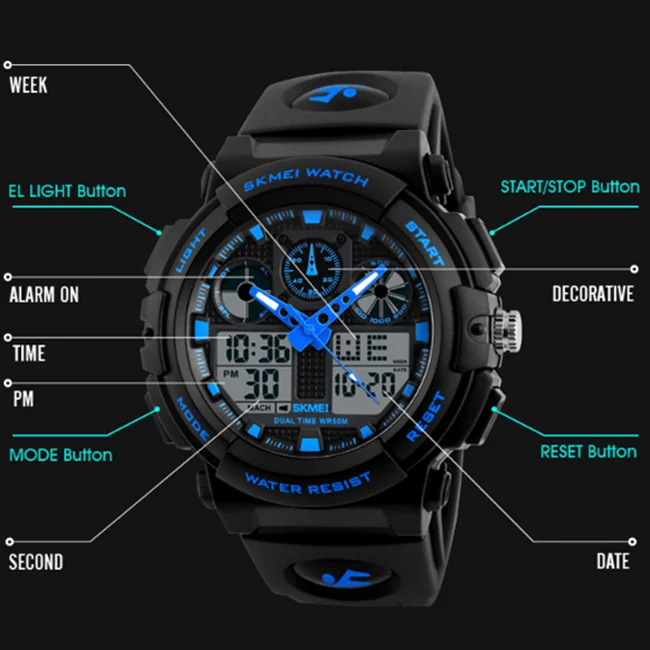 Мужские аналоговые и цифровые спортивные часы-хронограф SKMEI 1270