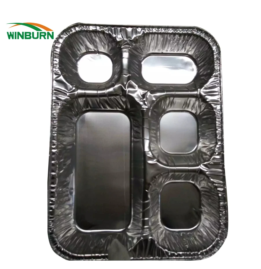 5 compartment aluminium foil tray with lid