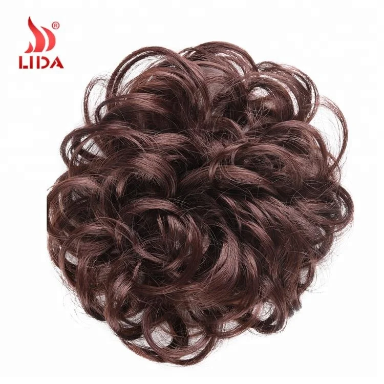 
Curly Chignons Elastic Scrunchies Extensions Ribbon Ponytail Hair Bundles Updo Clip In Hairpieces Dark Brown 33# 