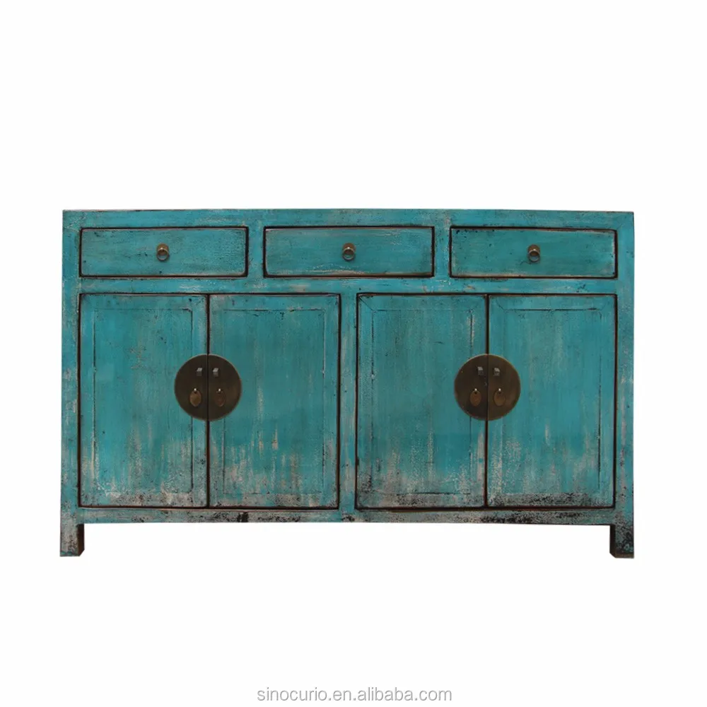 Antique furniture mongolia painted wooden cabinet S9