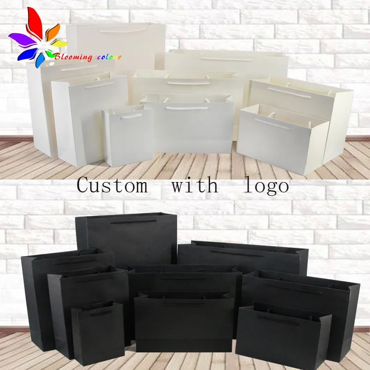 China Supplier Factory biodegradable black kraft packaging paper bag custom with handle and logo