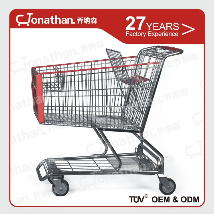 180L cheap grocery used metal steel shopping carts for sale