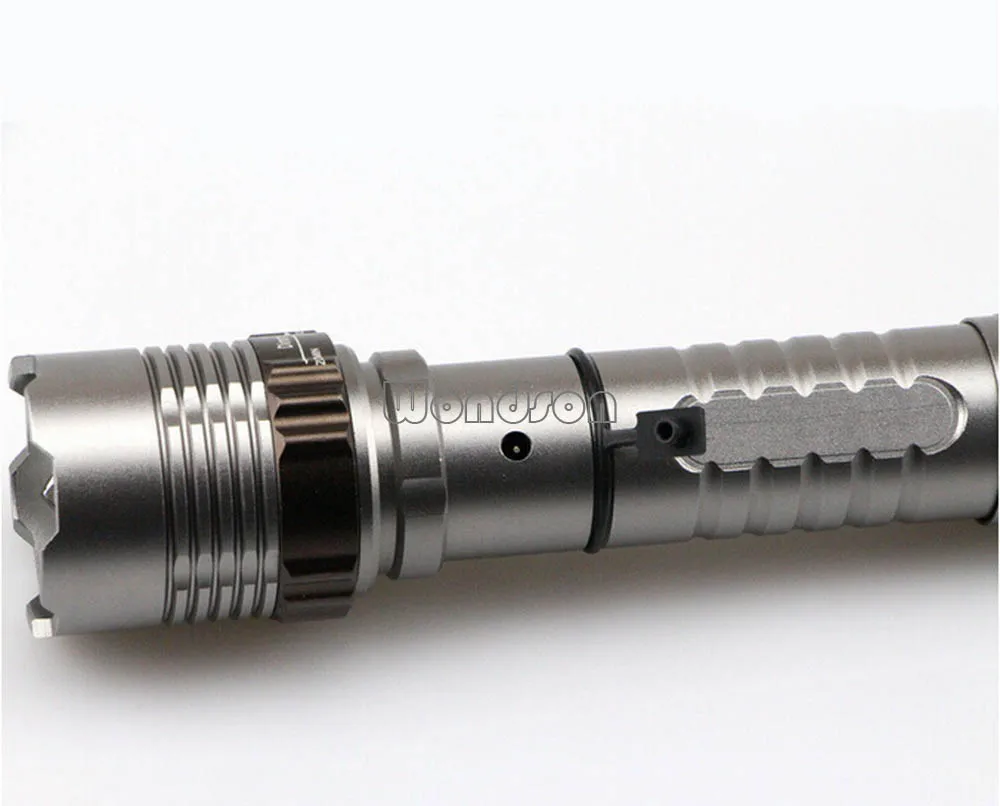 High Power 10W Grey 1200 Lumens White LED Torch Zoom in Zoom Out Security Rechargeable Flash Light