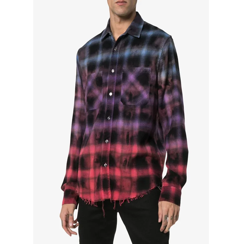 wholesale plaid button long sleeve mens longline flannel shirt long plaid shirt mens plaid shirt