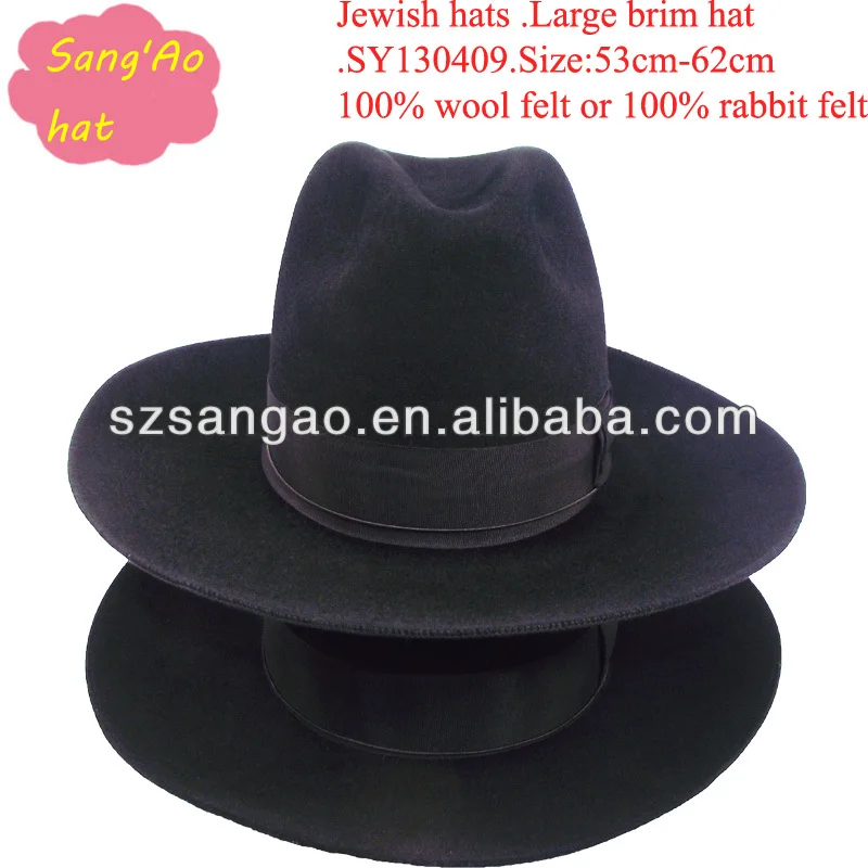 Making big black wool felt jewish hats as new style fedora