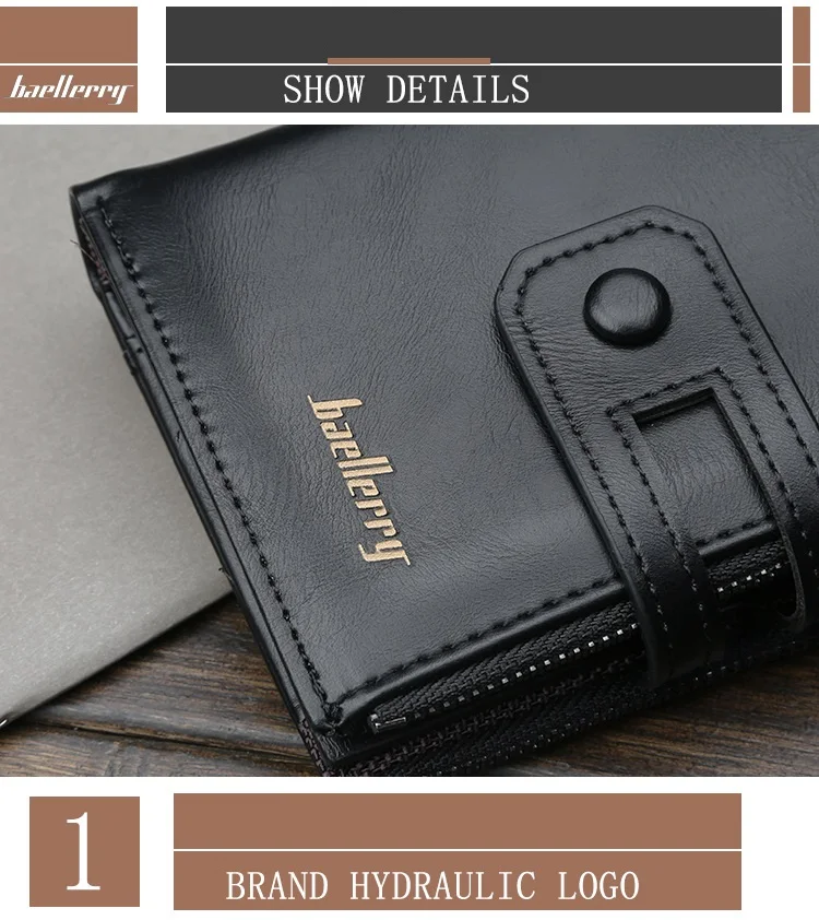 Baellerry 2018 new style male PU leather short section zipper wallet with hasp,coin purse, card holder for men