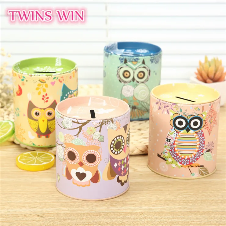 China supply gift for kids Multifunction alloy Pen holder cartoon owl money boxes wholesale cheap piggy bank metal