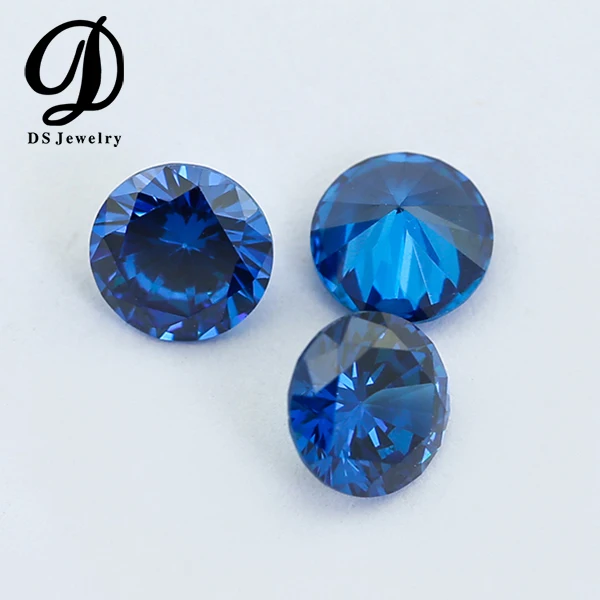 High quality Synthetic round cut Blue Sapphire price machine cut Sapphire Stone Price