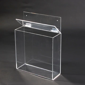 Wall mounted clear acrylic display box with lid, clear acrylic book display case