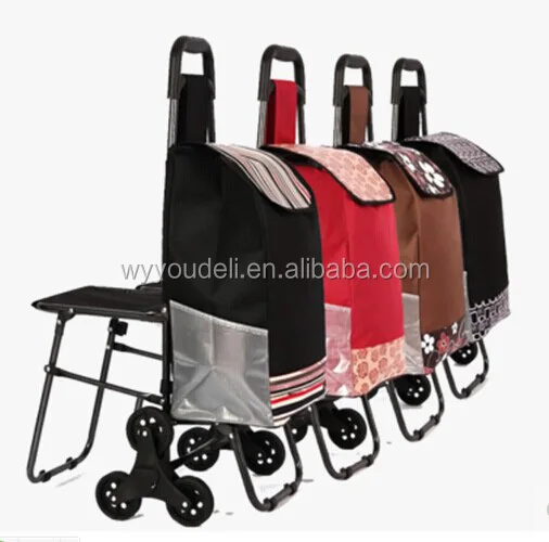 Складная модная сумка-тележка для супермаркета с стулом