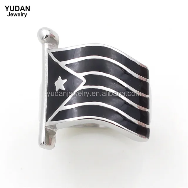 New design Custom Made Stainless Steel Puertorico Flag Ring