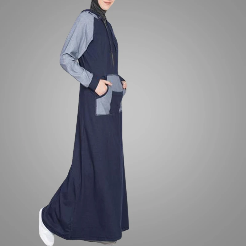 Stylish Hooded Sports Abaya Jersey Maxi Dress Islamic Clothing Muslim Women Jalabiya Dubai Abaya