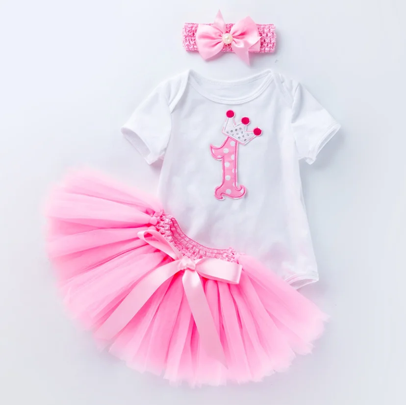 
Dance tutu baby first birthday dress tutu long tutu skirt girl Dress Cartoon Short-Sleeve Romper+Skirt+headband Girls Skirts 