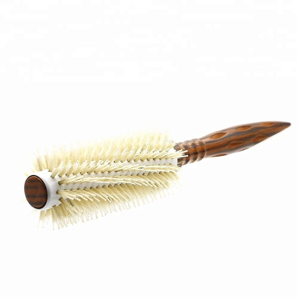 Professional Curly Hair Comb Bamboo Hair Anti-static barber brush Twill Hairdressing Wooden Round Comb For Salon