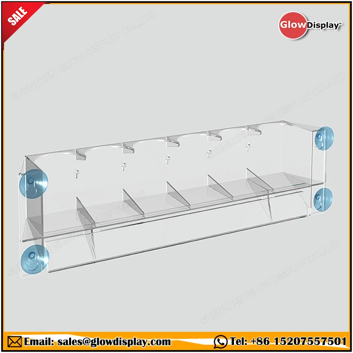 GlowDisplay Acrylic Suction Cups Beverage Candy Food Cooler Door Shelf Rack