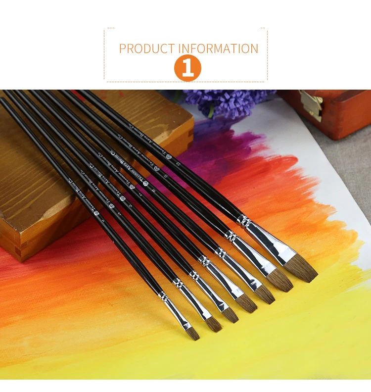 Transon Art Paintbrush Set 12PCS Weasel Hair Flat Watercolor Brush
