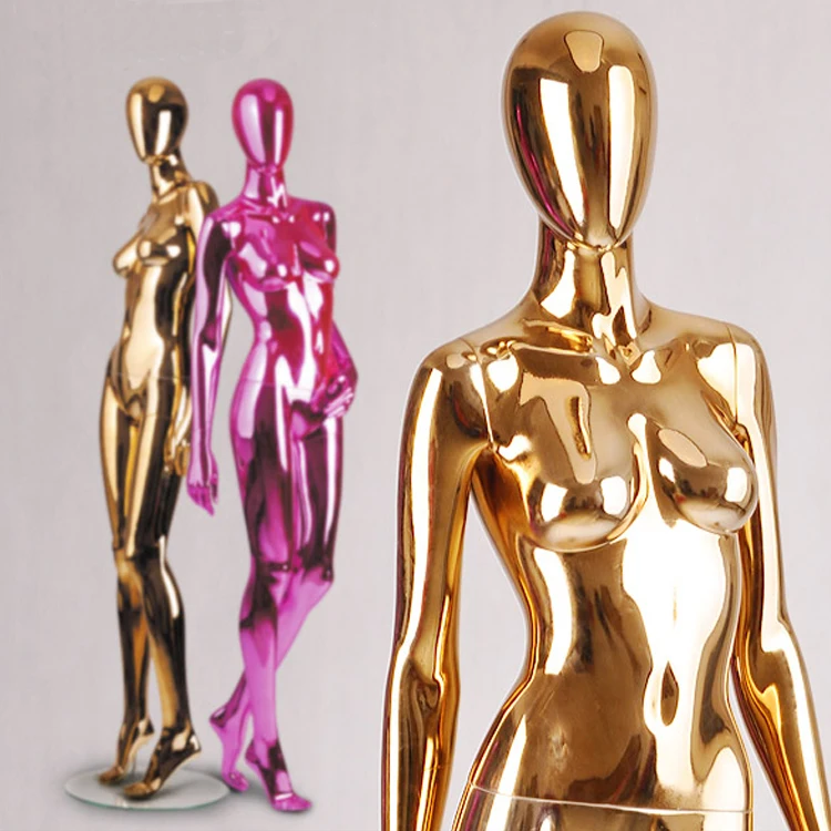 colorful chrome abstract gold female or male full body mirror mannequins for sale