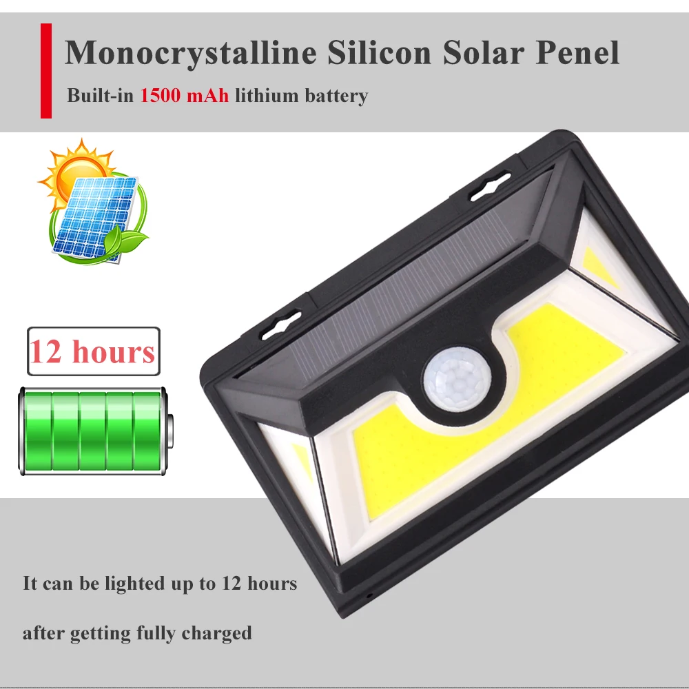10 W Cob Solar Wall Light IP 65 Waterproof Solar Security Light with Motion Sensor