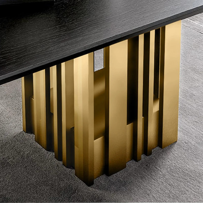Luxury Italian furniture stainless steel wooden gold dining table